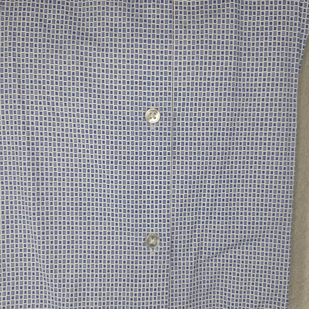 Calvin Klein Men Regular Fit Blue White Wrinkle Free Dress Shirt Large 16 16.5 - Picture 7 of 7